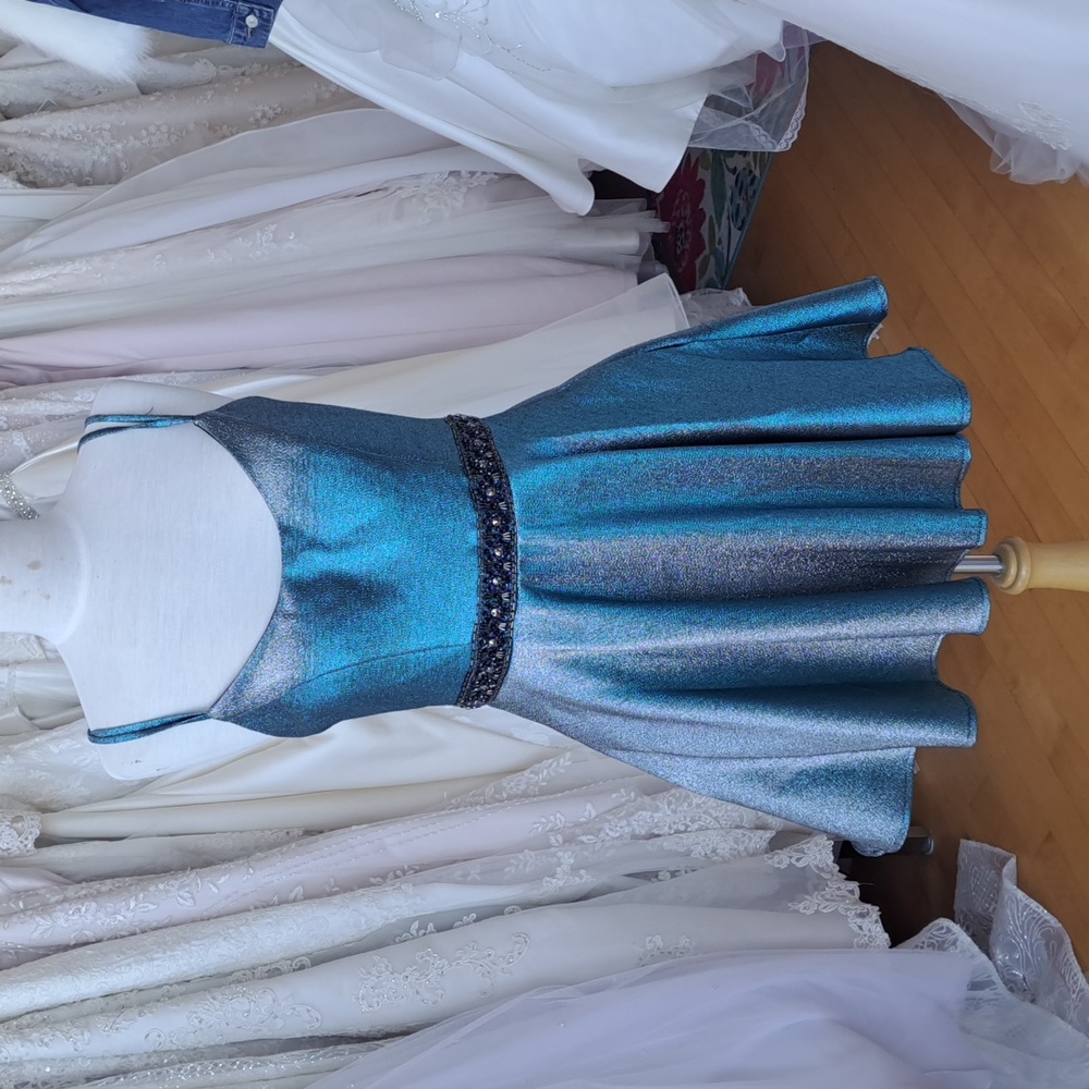 Metallic blue dress
